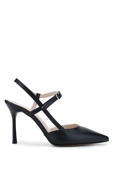  Tamer Tanca Kadın Vegan Siyah Deri Topuklu Ayakkabı