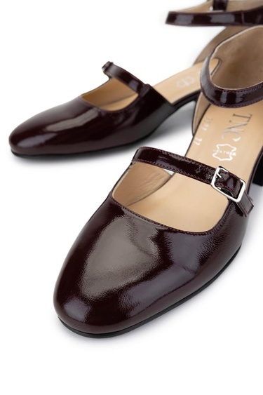  Tamer Tanca Kadın Hakiki Deri Bordo Rugan Topuklu Ayakkabı