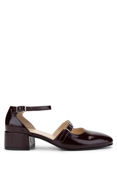  Tamer Tanca Kadın Hakiki Deri Bordo Rugan Topuklu Ayakkabı