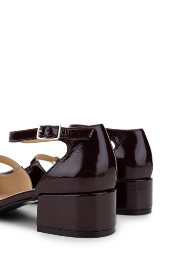  Tamer Tanca Kadın Hakiki Deri Bordo Rugan Topuklu Ayakkabı