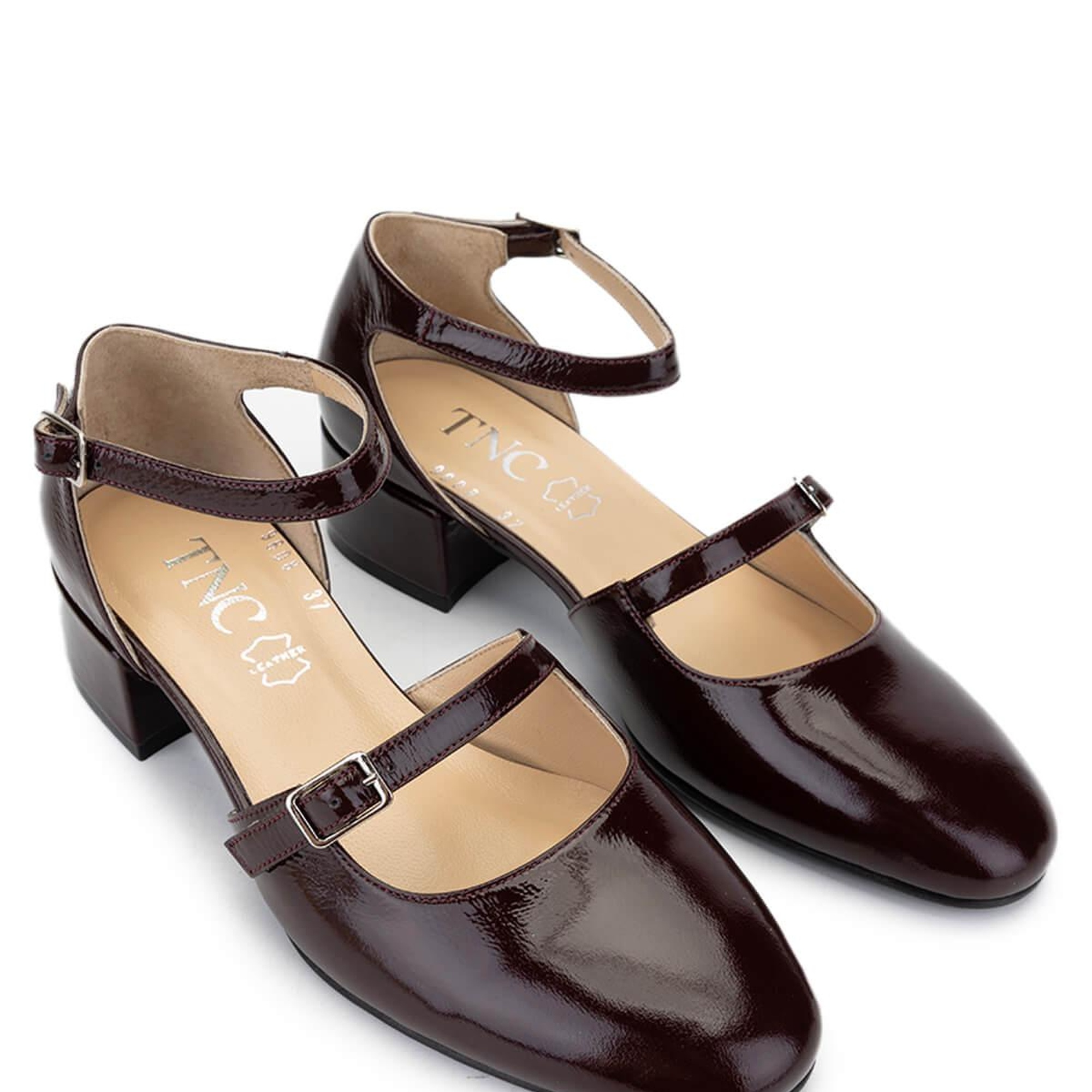 Tamer Tanca Kadın Hakiki Deri Bordo Rugan Topuklu Ayakkabı