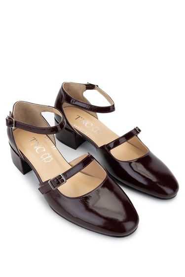  Tamer Tanca Kadın Hakiki Deri Bordo Rugan Topuklu Ayakkabı