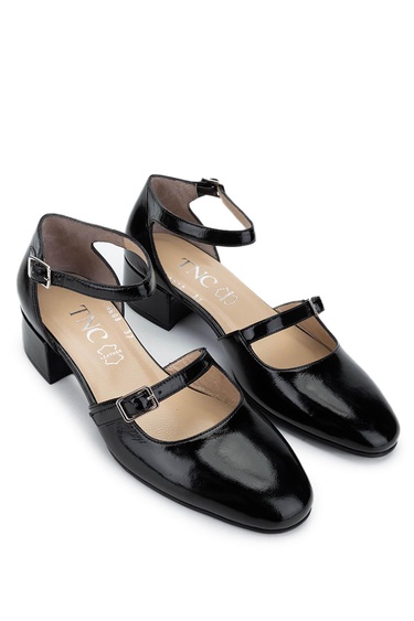  Tamer Tanca Kadın Hakiki Deri Siyah Rugan Topuklu Ayakkabı