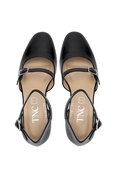  Tamer Tanca Kadın Hakiki Deri Siyah Rugan Topuklu Ayakkabı