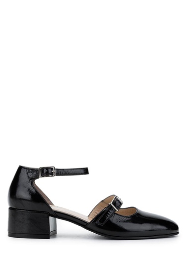  Tamer Tanca Kadın Hakiki Deri Siyah Rugan Topuklu Ayakkabı