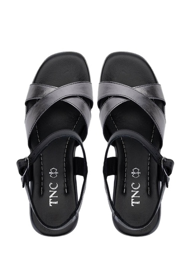  Tamer Tanca Kadın Hakiki Deri Siyah Topuklu Sandalet