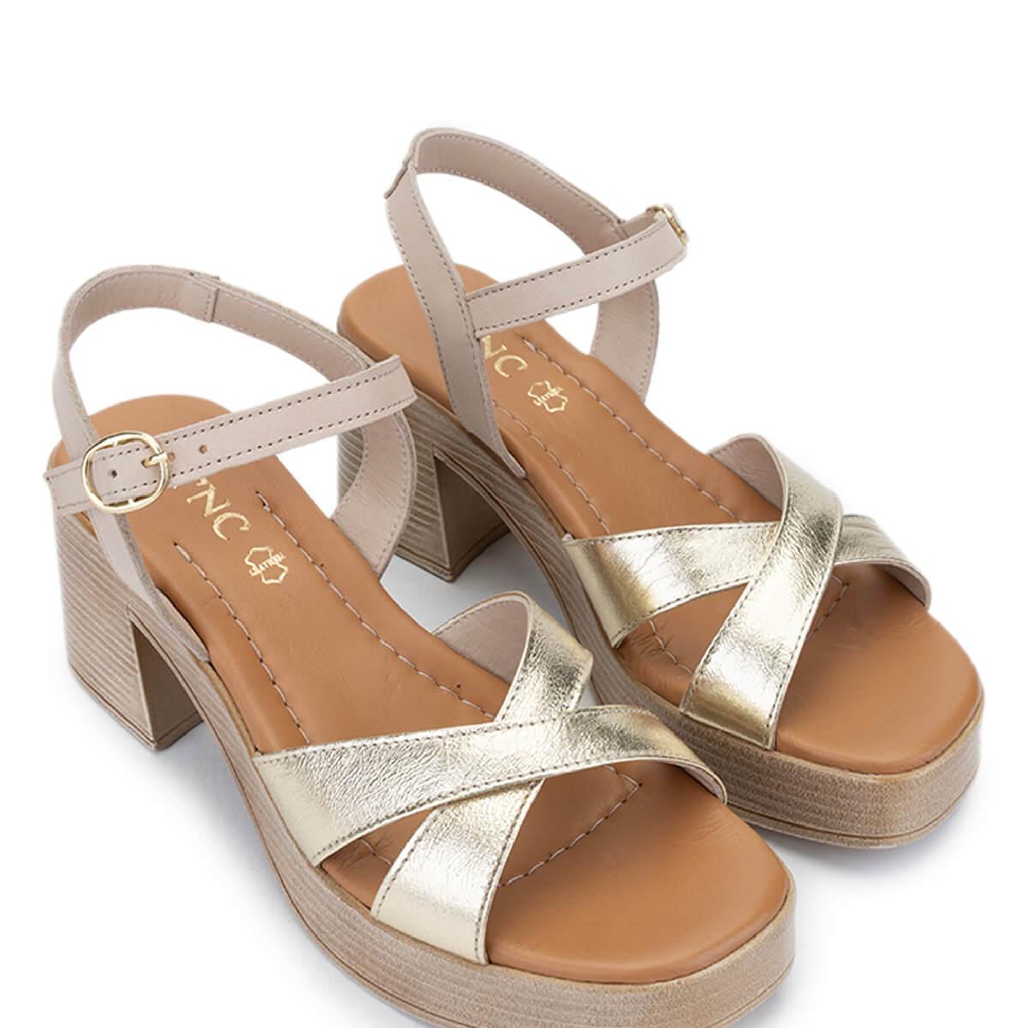 Tamer Tanca Kadın Hakiki Deri Bej Topuklu Sandalet