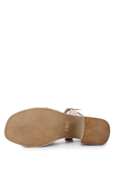  Tamer Tanca Kadın Hakiki Deri Bej Topuklu Sandalet