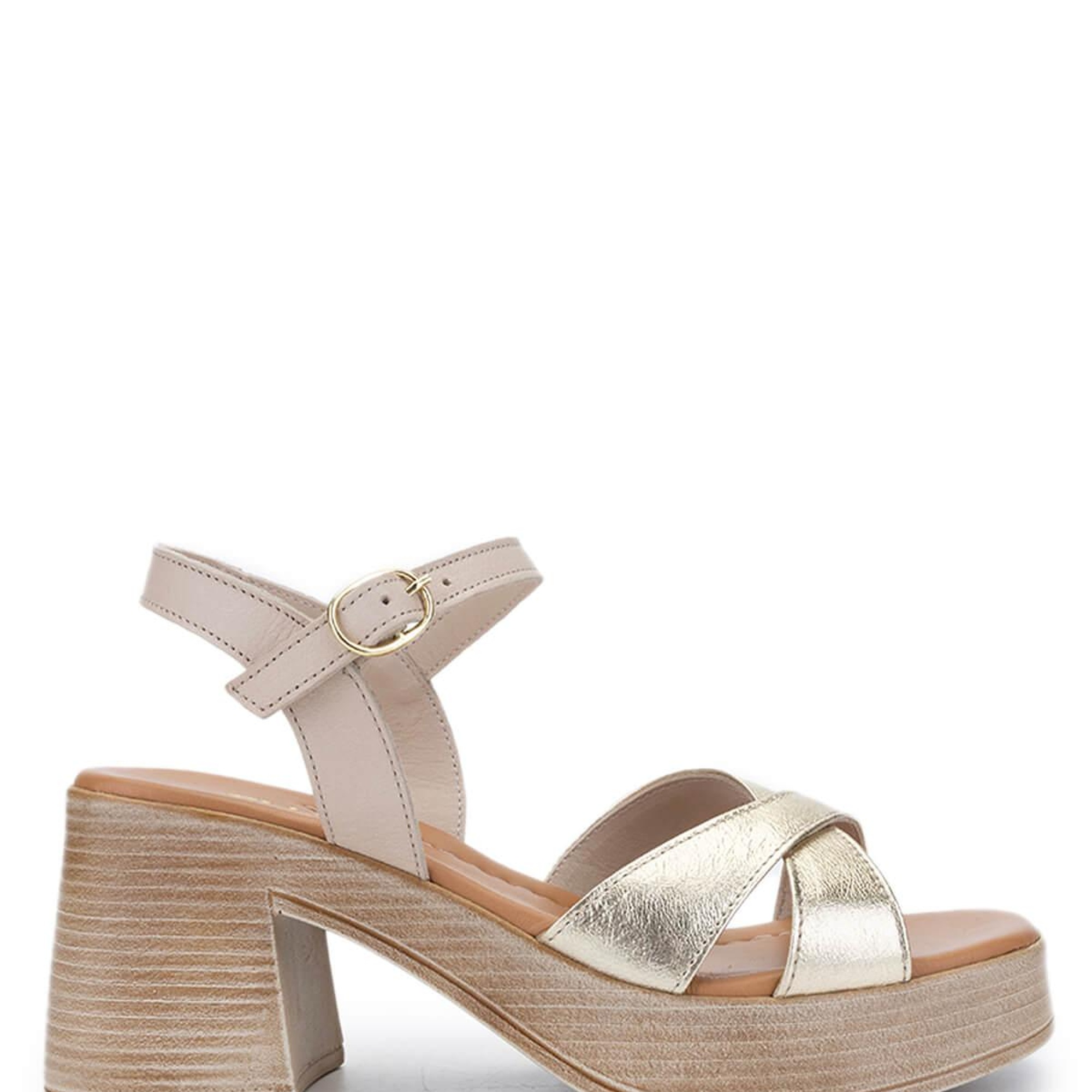 Tamer Tanca Kadın Hakiki Deri Bej Topuklu Sandalet