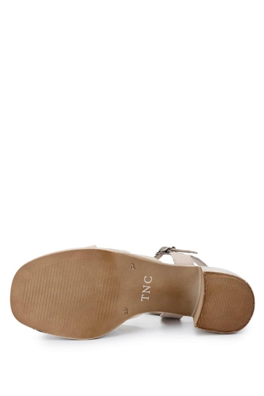  Tamer Tanca Kadın Hakiki Deri Bej Topuklu Sandalet