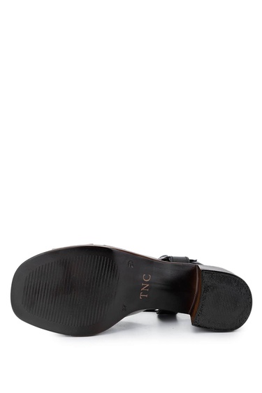  Tamer Tanca Kadın Hakiki Deri Siyah Topuklu Sandalet