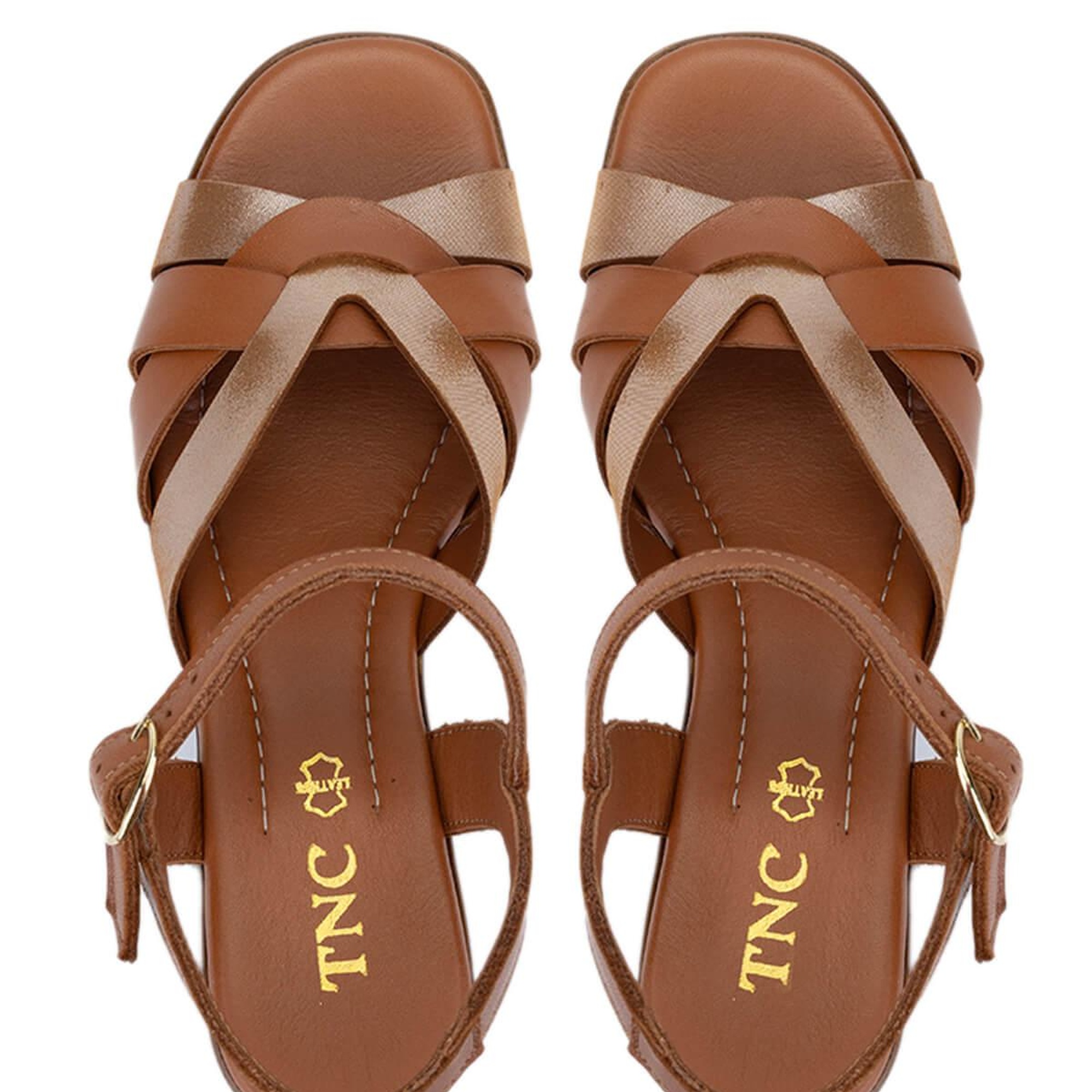 Tamer Tanca Kadın Hakiki Deri Taba Topuklu Sandalet