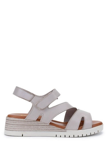  Tamer Tanca Kadın Hakiki Deri Gri Topuklu Sandalet