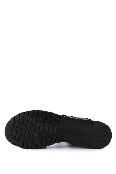  Tamer Tanca Kadın Hakiki Deri Siyah Deri Topuklu Sandalet