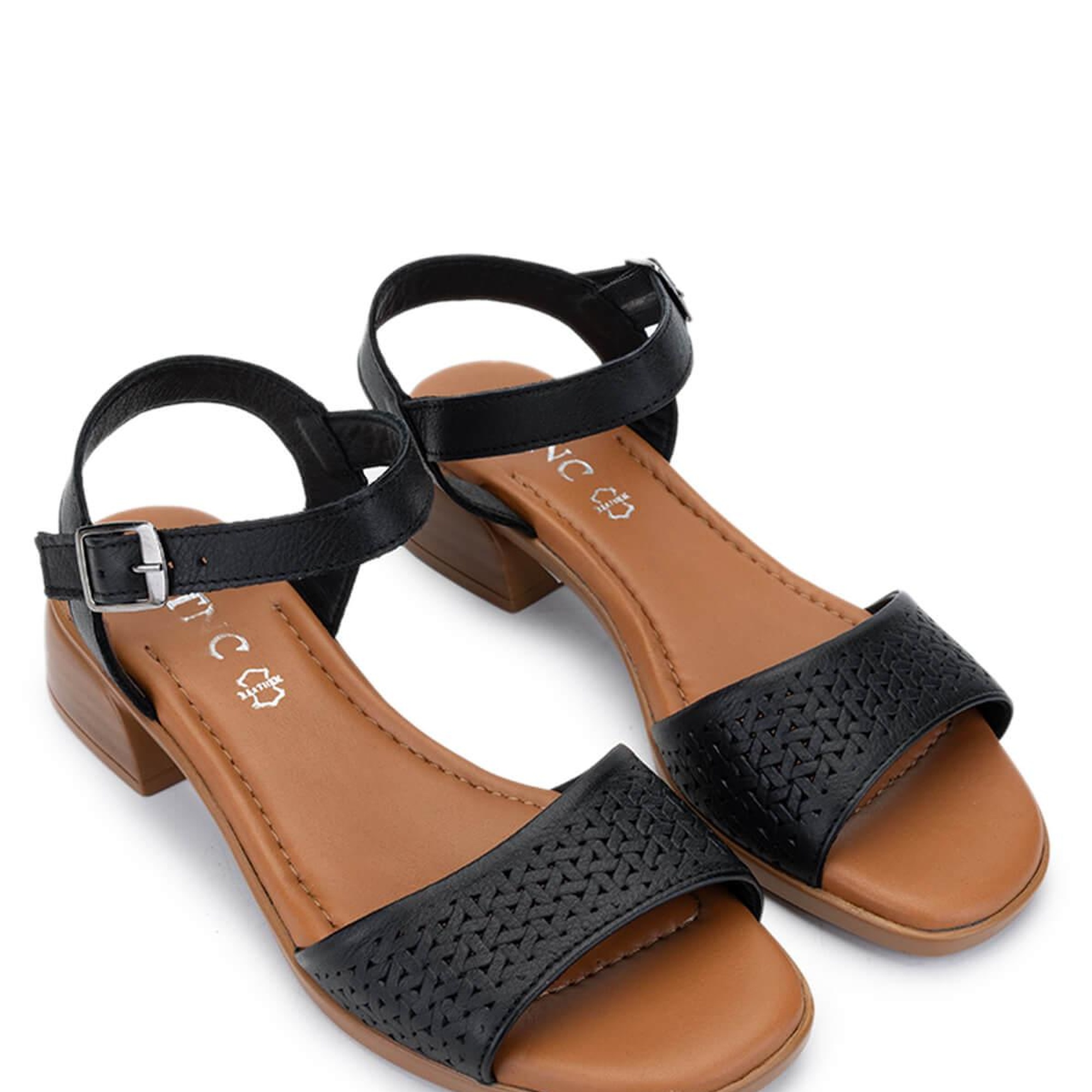 Tamer Tanca Kadın Hakiki Deri Siyah Deri Topuklu Sandalet