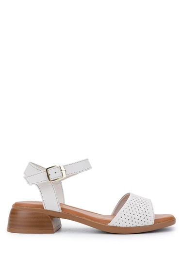  Tamer Tanca Kadın Hakiki Deri Açık Bej Topuklu Sandalet