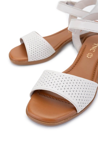  Tamer Tanca Kadın Hakiki Deri Açık Bej Topuklu Sandalet