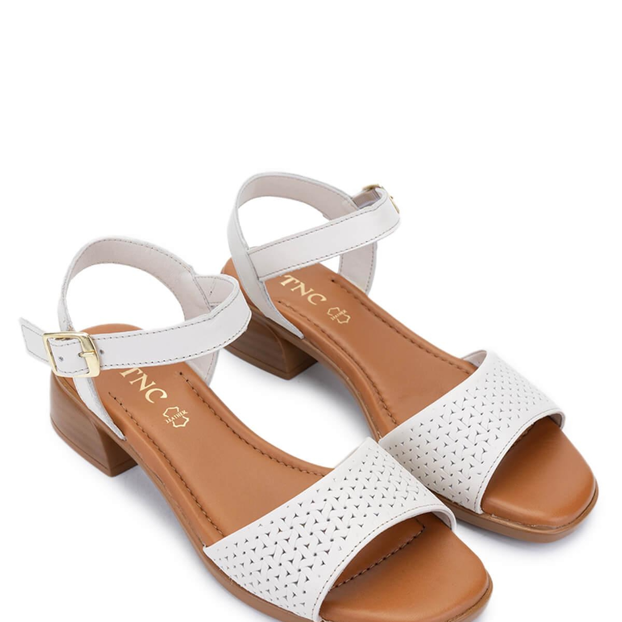 Tamer Tanca Kadın Hakiki Deri Açık Bej Topuklu Sandalet