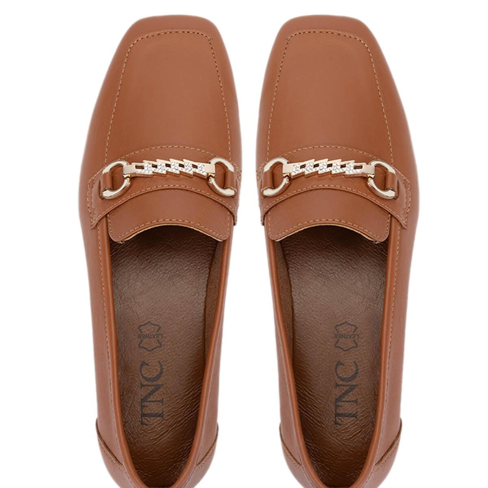 Tamer Tanca Kadın Hakiki Deri Taba Deri Loafer Ayakkabı