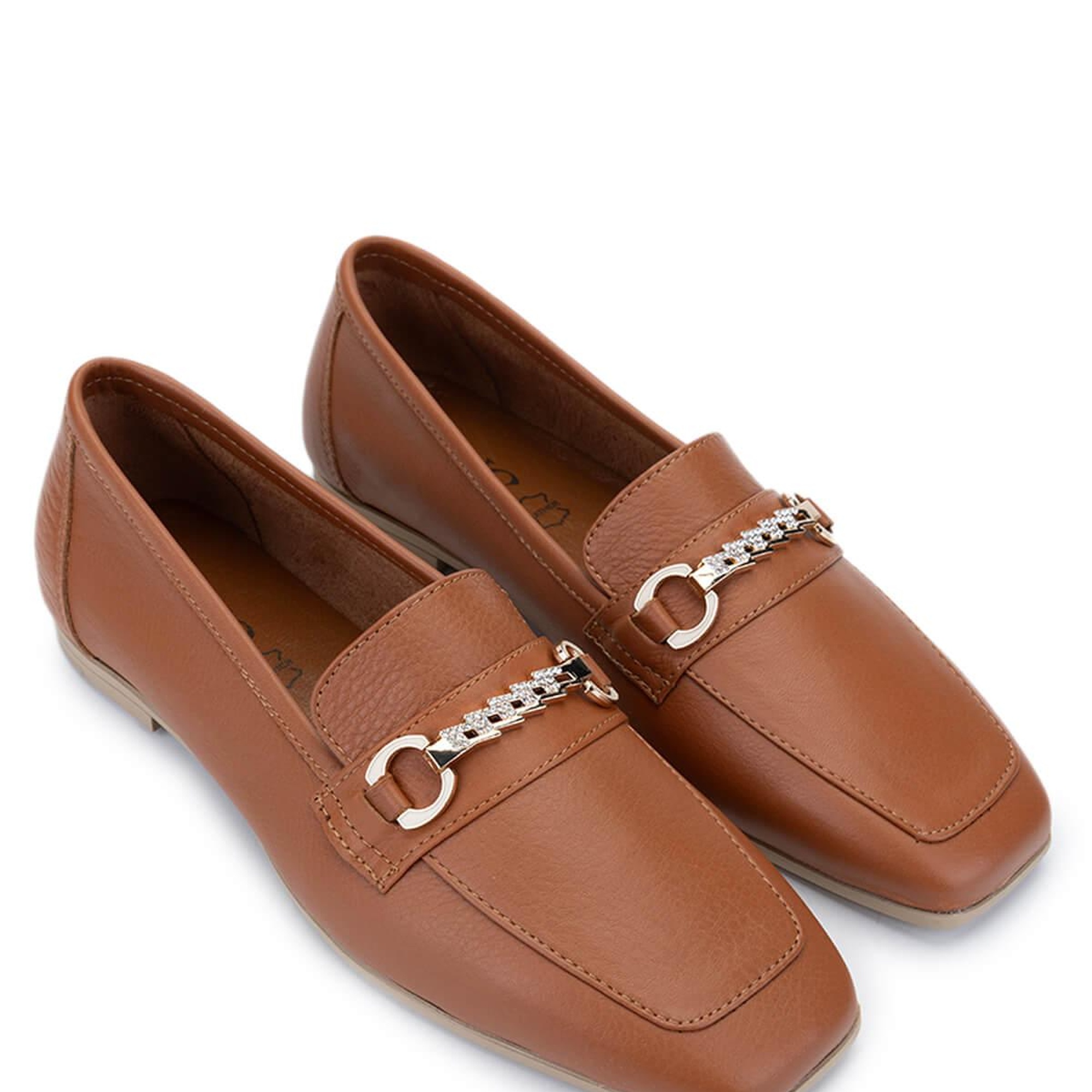 Tamer Tanca Kadın Hakiki Deri Taba Deri Loafer Ayakkabı