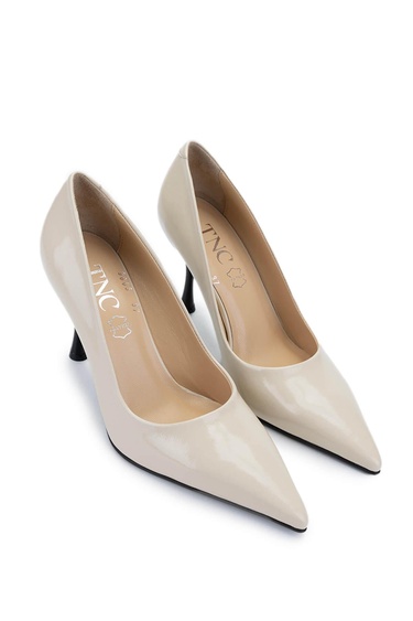  Tamer Tanca Kadın Hakiki Deri Bej Rugan Topuklu Ayakkabı