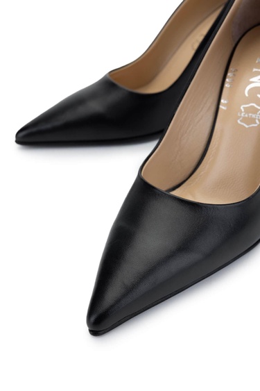  Tamer Tanca Kadın Hakiki Deri Siyah Deri Topuklu Ayakkabı