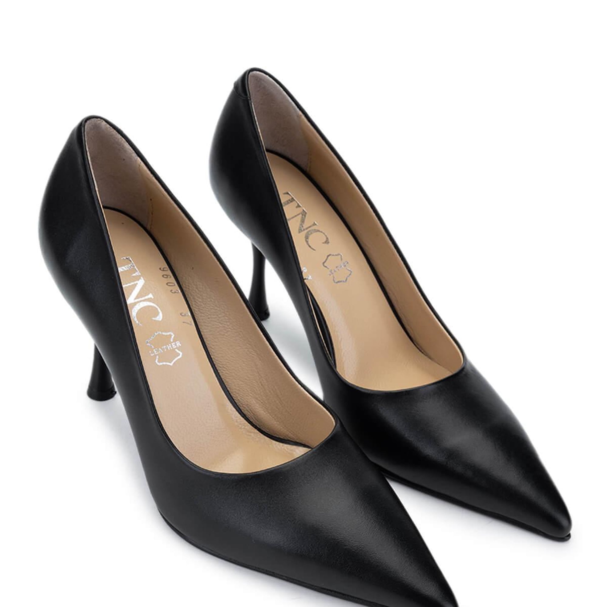 Tamer Tanca Kadın Hakiki Deri Siyah Deri Topuklu Ayakkabı