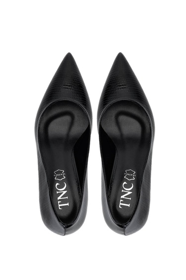  Tamer Tanca Kadın Vegan Siyah Baskı Topuklu Ayakkabı