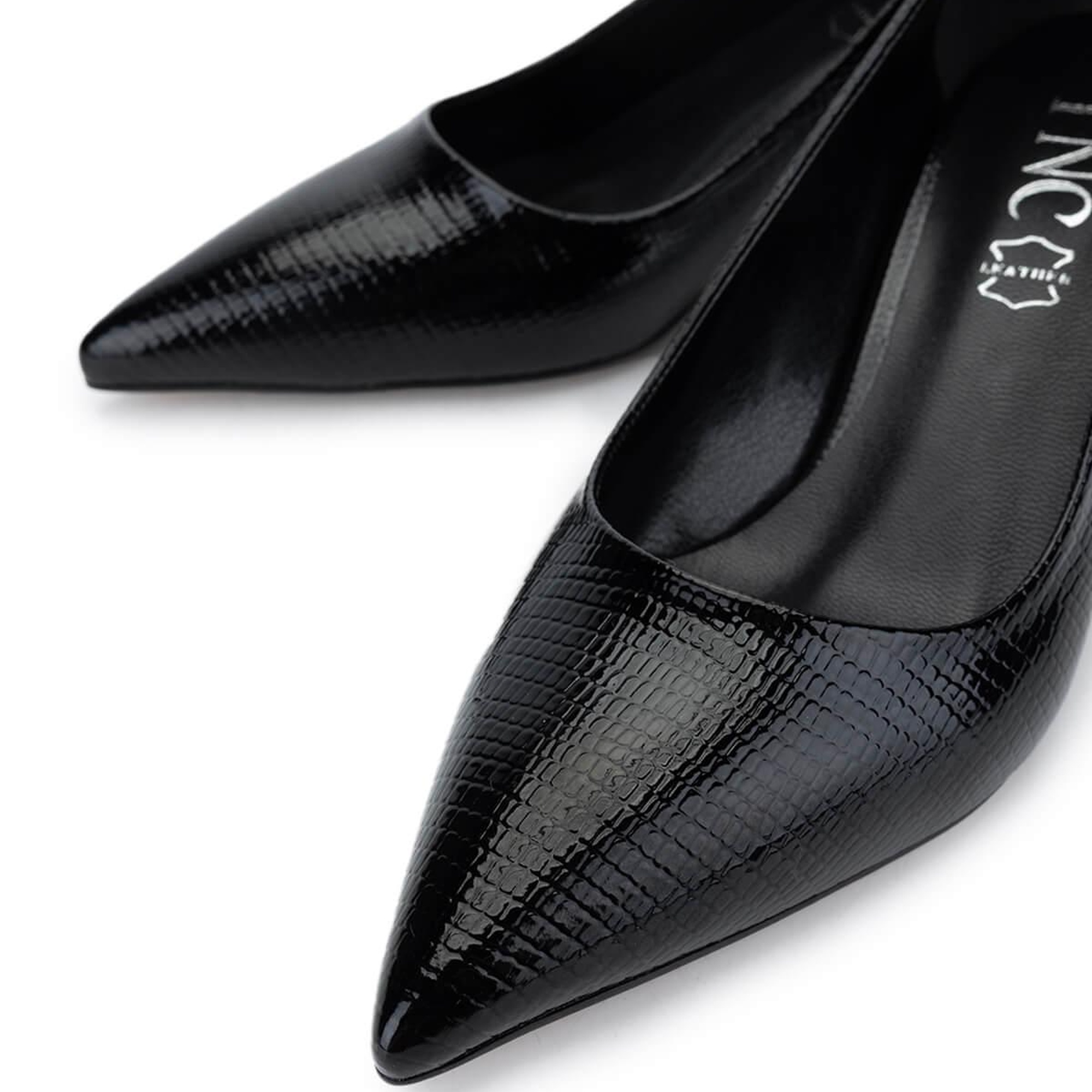 Tamer Tanca Kadın Vegan Siyah Baskı Topuklu Ayakkabı