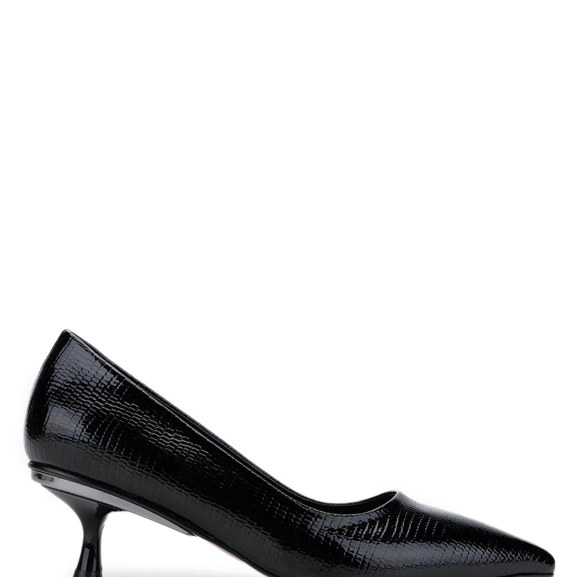 Tamer Tanca Kadın Vegan Siyah Baskı Topuklu Ayakkabı