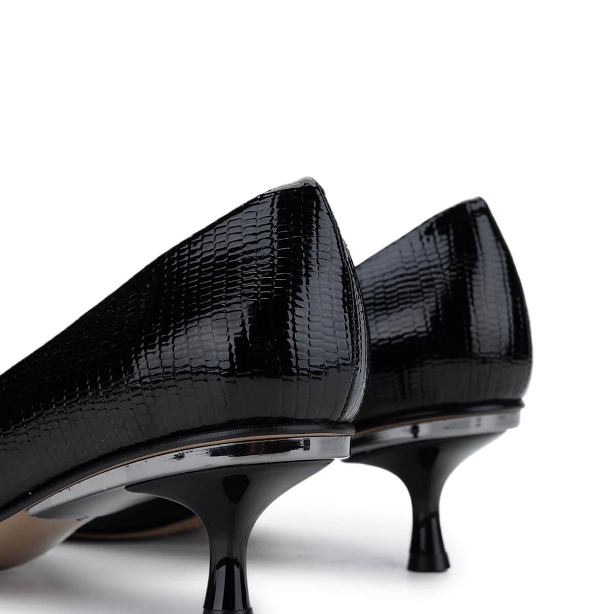 Tamer Tanca Kadın Vegan Siyah Baskı Topuklu Ayakkabı