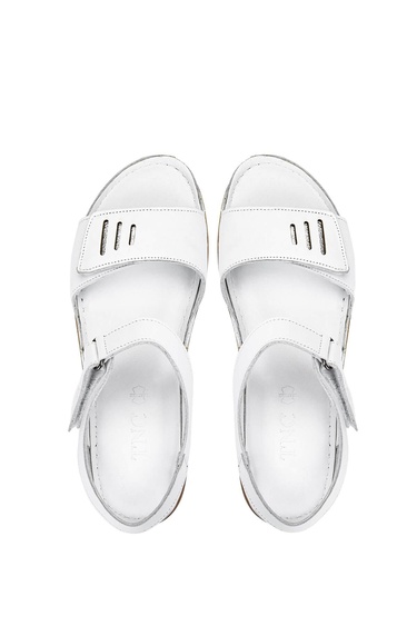  Tamer Tanca Kadın Hakiki Deri Beyaz Düz Sandalet