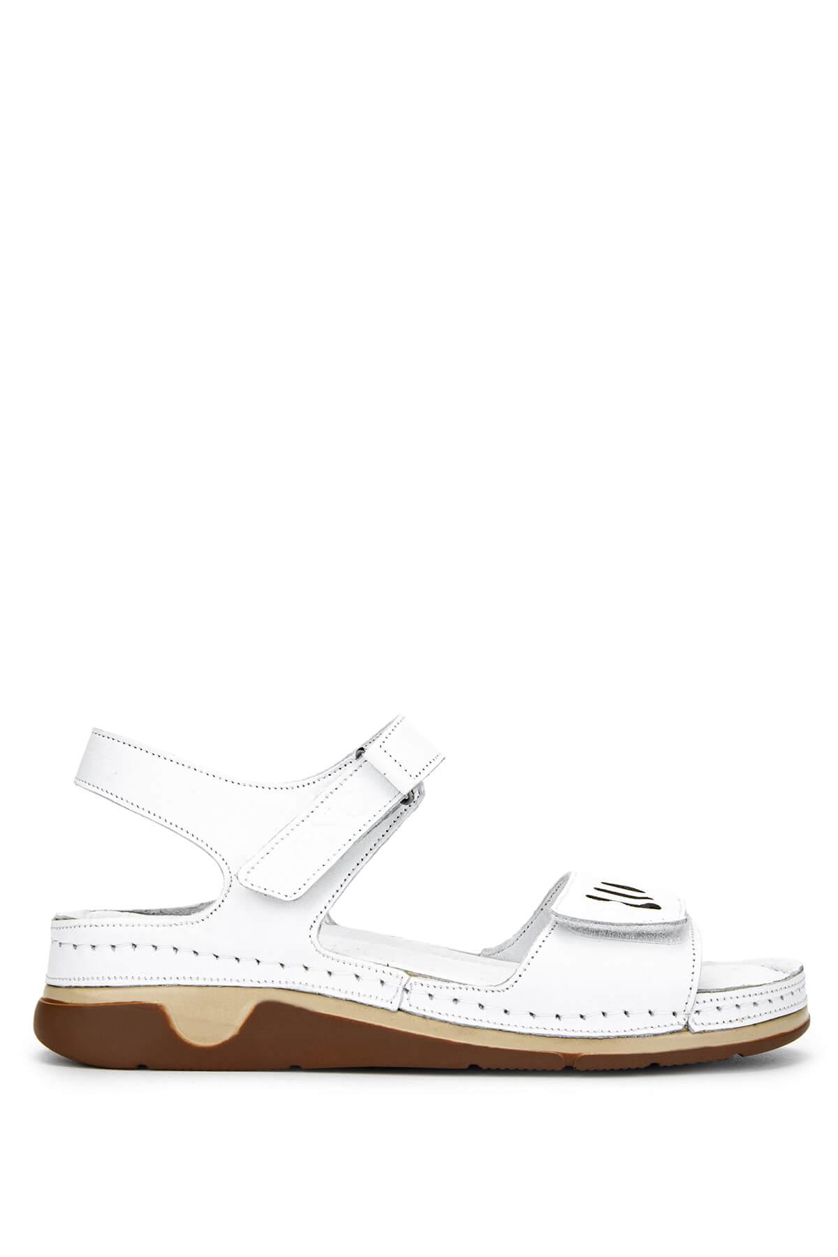  Tamer Tanca Kadın Hakiki Deri Beyaz Düz Sandalet