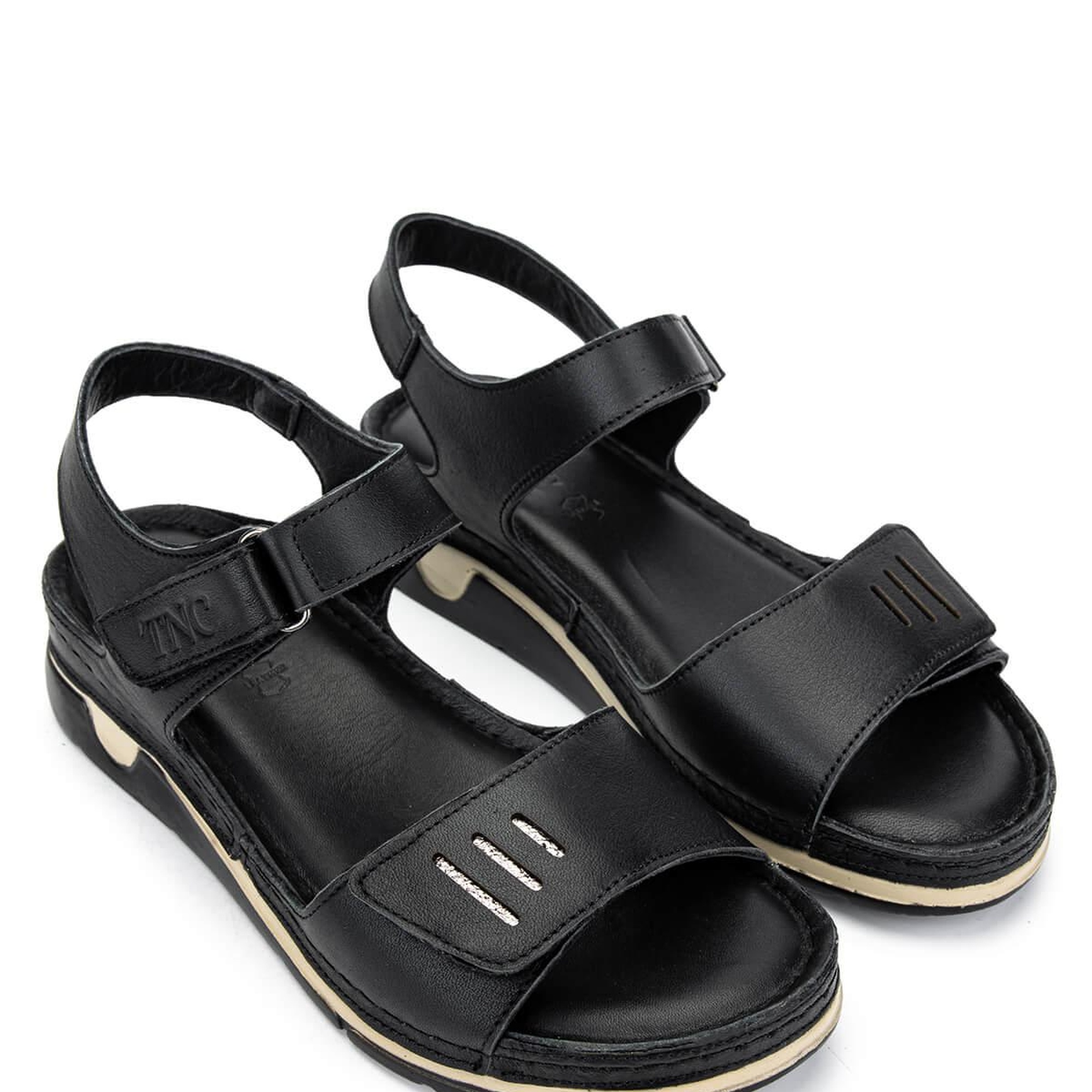 Tamer Tanca Kadın Hakiki Deri Siyah Deri Düz Sandalet