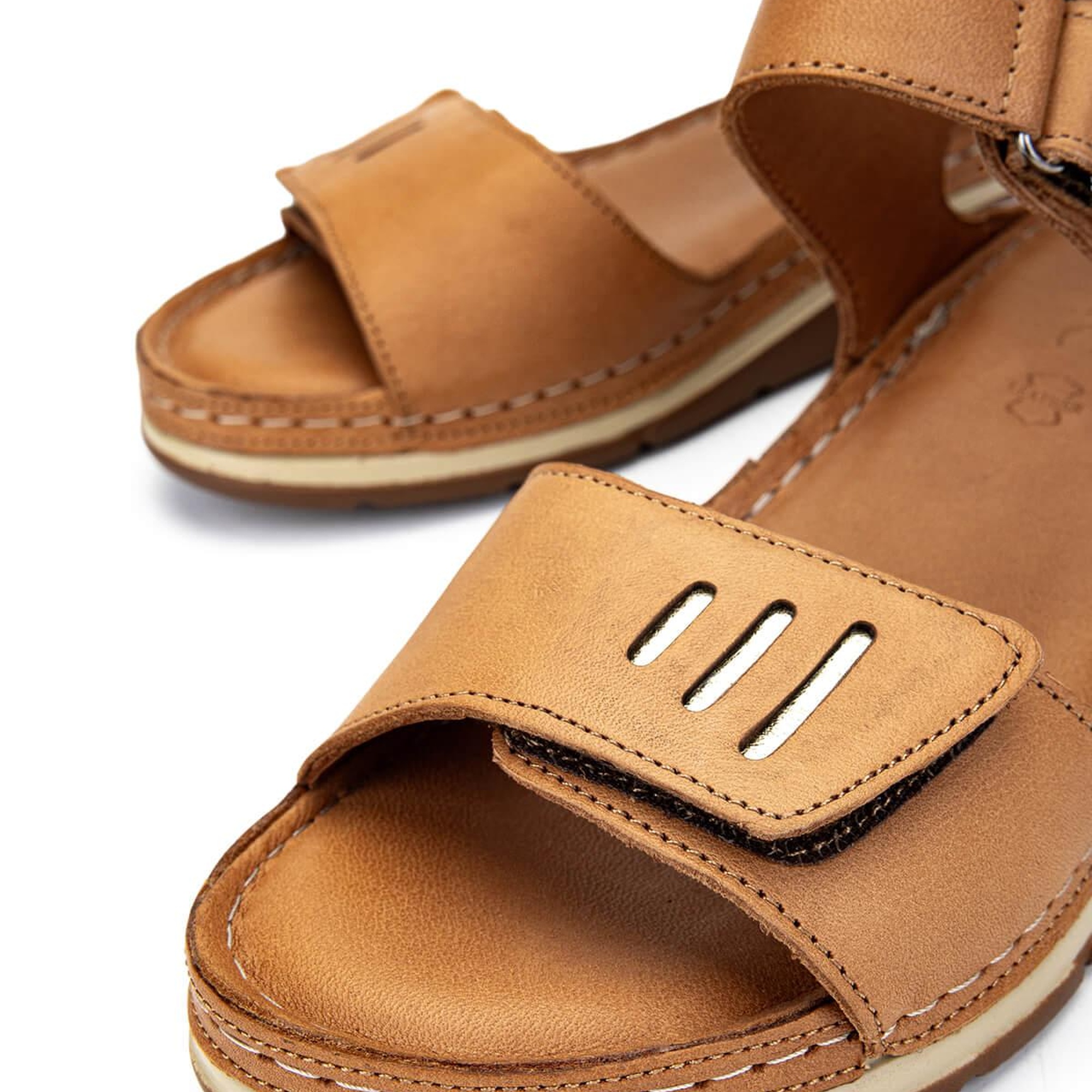 Tamer Tanca Kadın Hakiki Deri Taba Deri Düz Sandalet