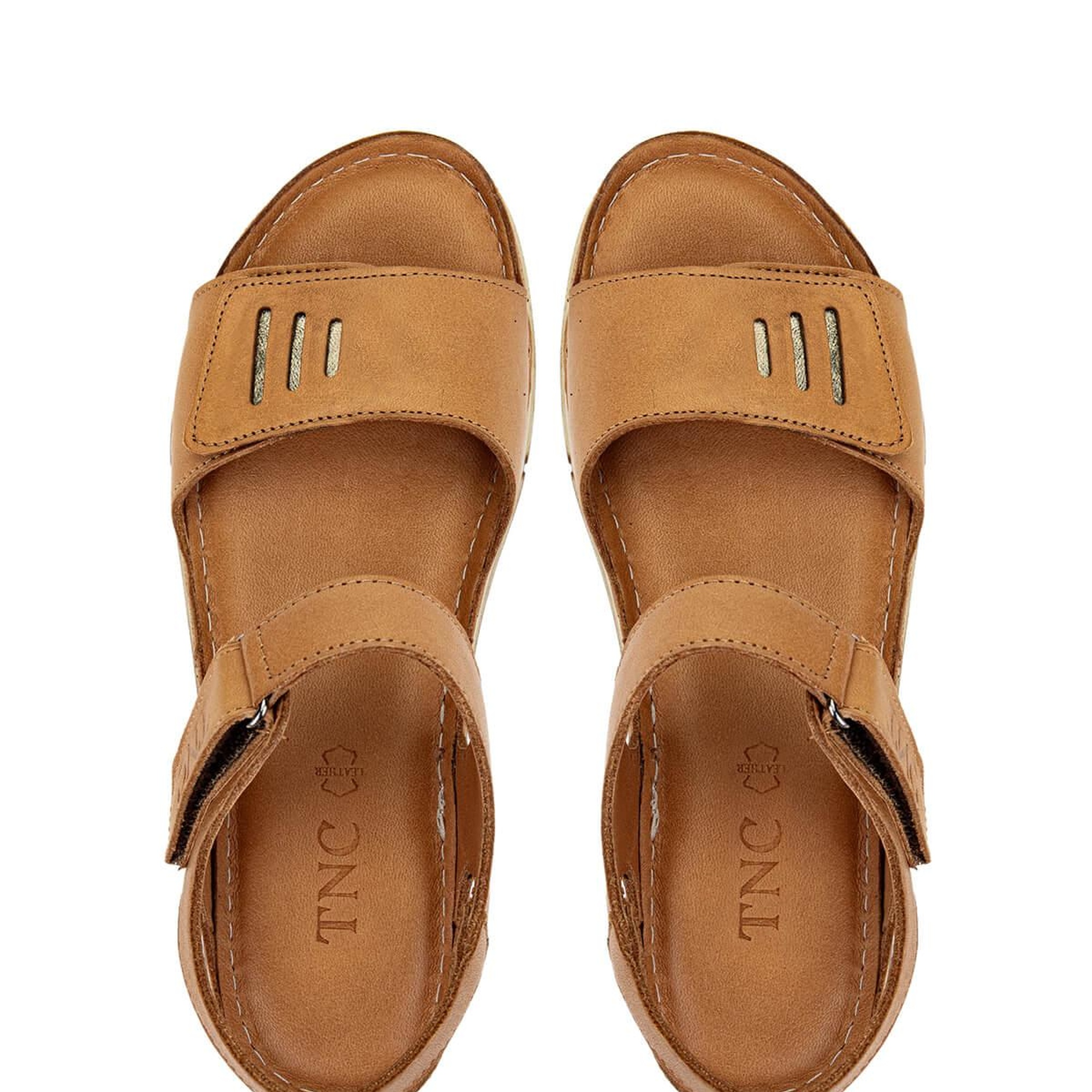 Tamer Tanca Kadın Hakiki Deri Taba Deri Düz Sandalet