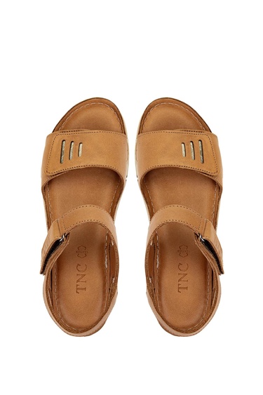  Tamer Tanca Kadın Hakiki Deri Taba Deri Düz Sandalet