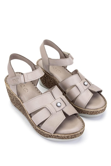  Tamer Tanca Kadın Hakiki Deri Gri Topuklu Sandalet