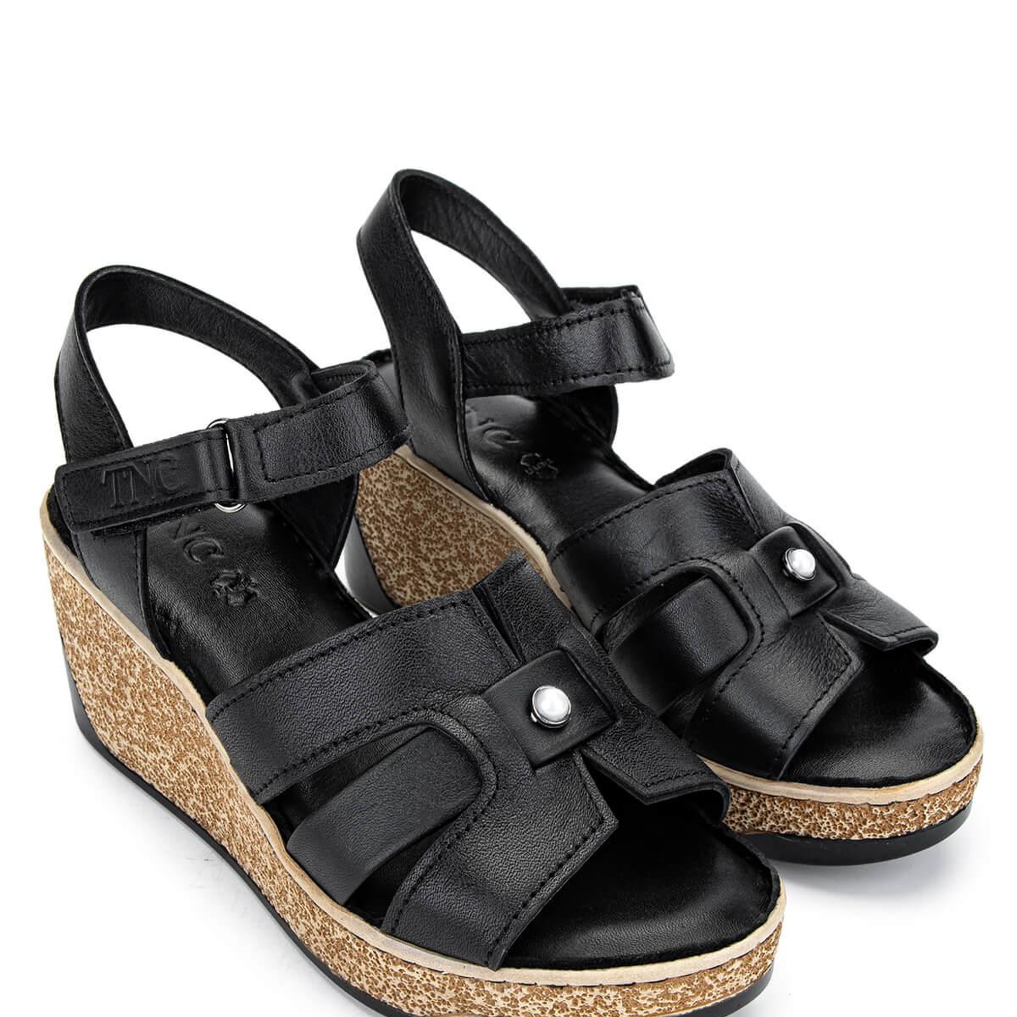 Tamer Tanca Kadın Hakiki Deri Siyah Deri Topuklu Sandalet