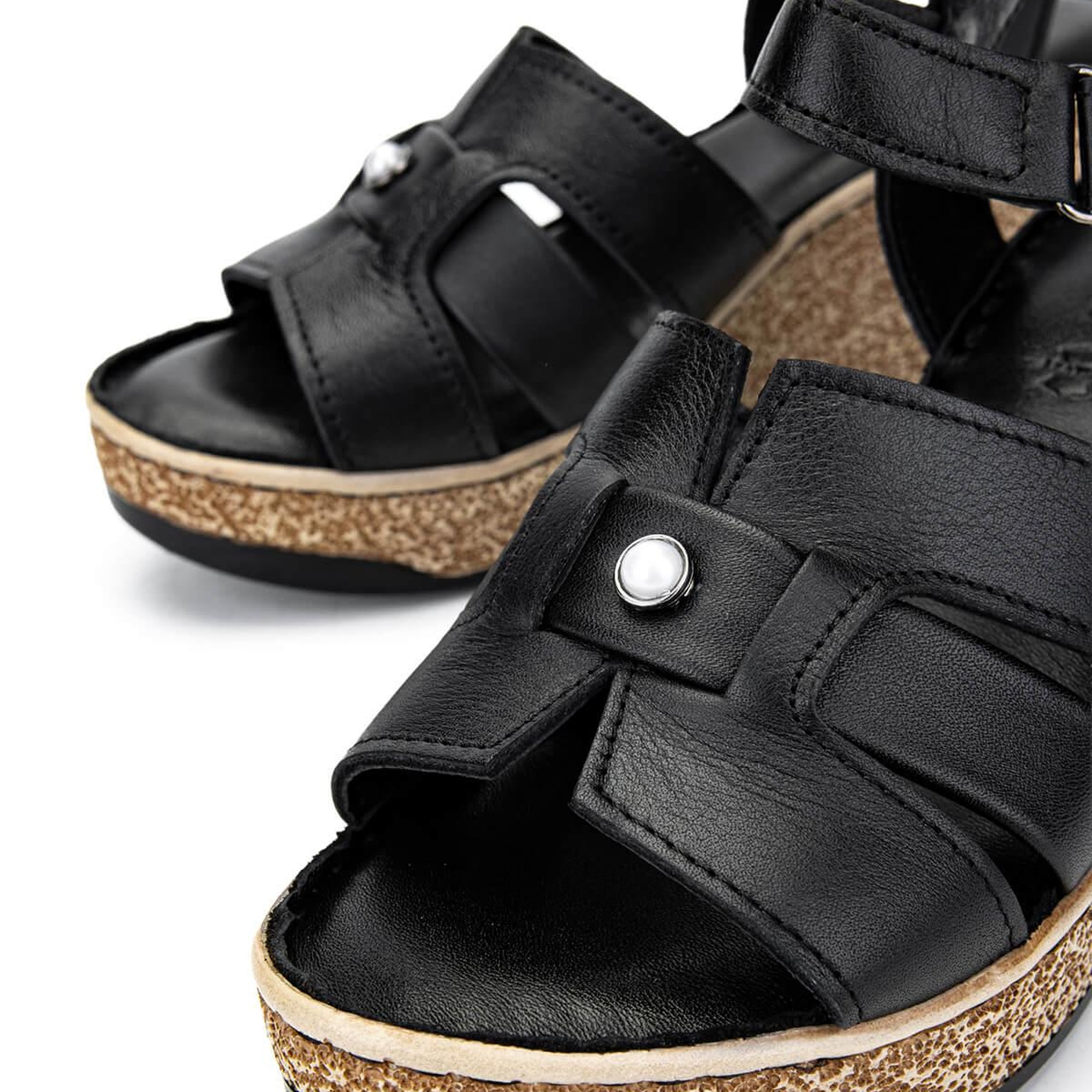 Tamer Tanca Kadın Hakiki Deri Siyah Deri Topuklu Sandalet