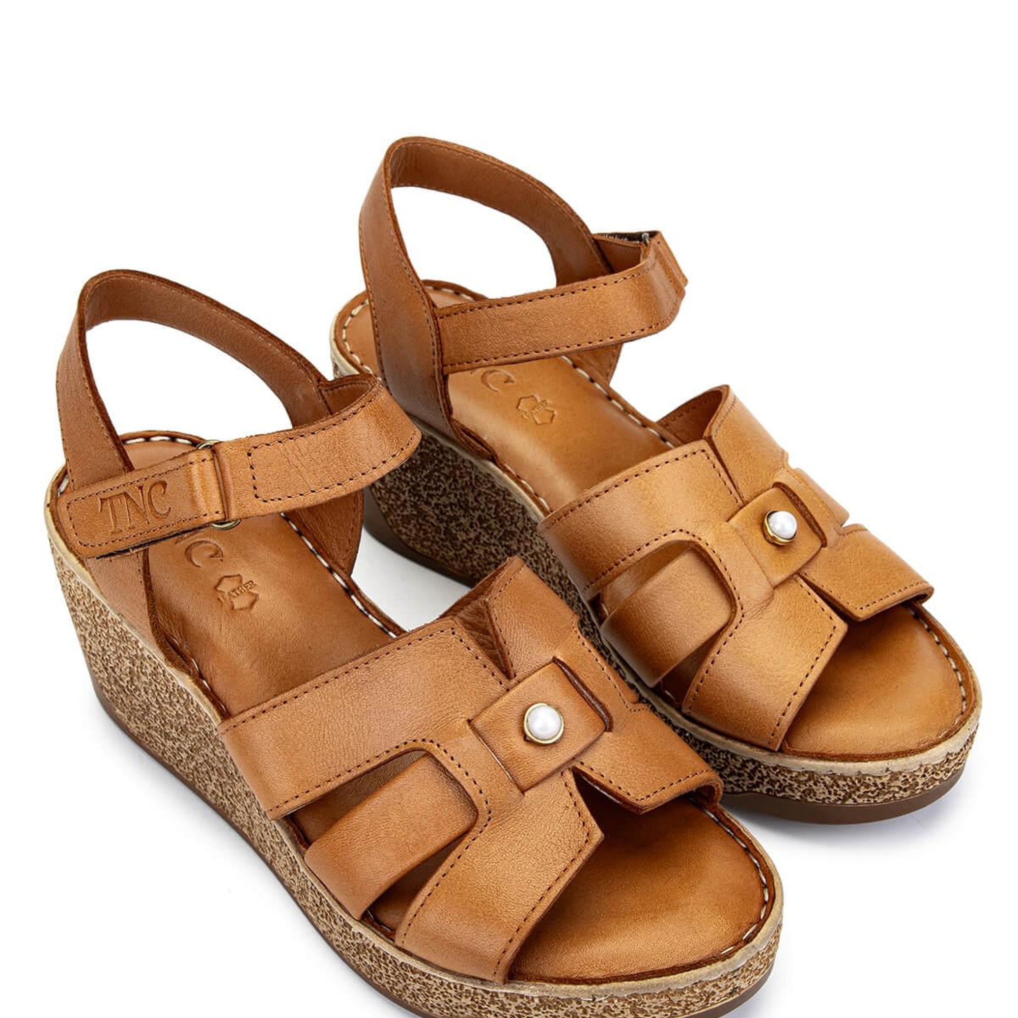 Tamer Tanca Kadın Hakiki Deri Taba Deri Topuklu Sandalet