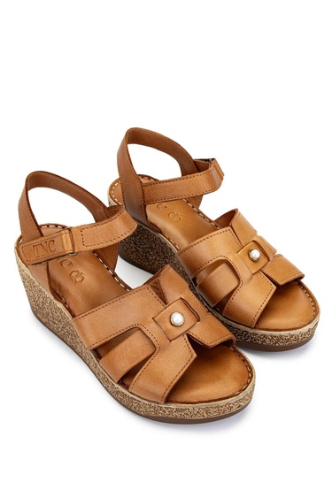  Tamer Tanca Kadın Hakiki Deri Taba Deri Topuklu Sandalet