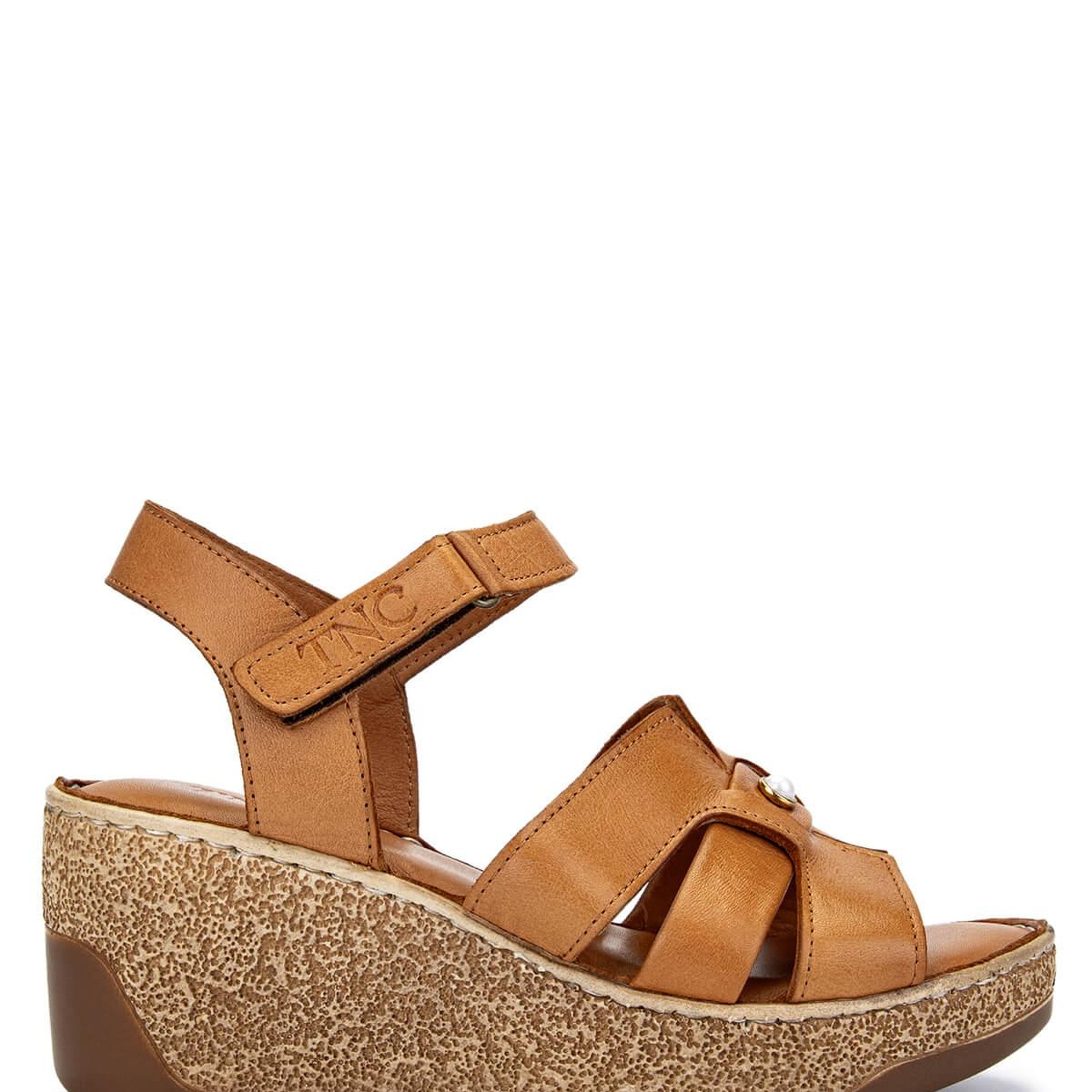 Tamer Tanca Kadın Hakiki Deri Taba Deri Topuklu Sandalet