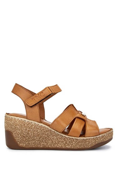  Tamer Tanca Kadın Hakiki Deri Taba Deri Topuklu Sandalet