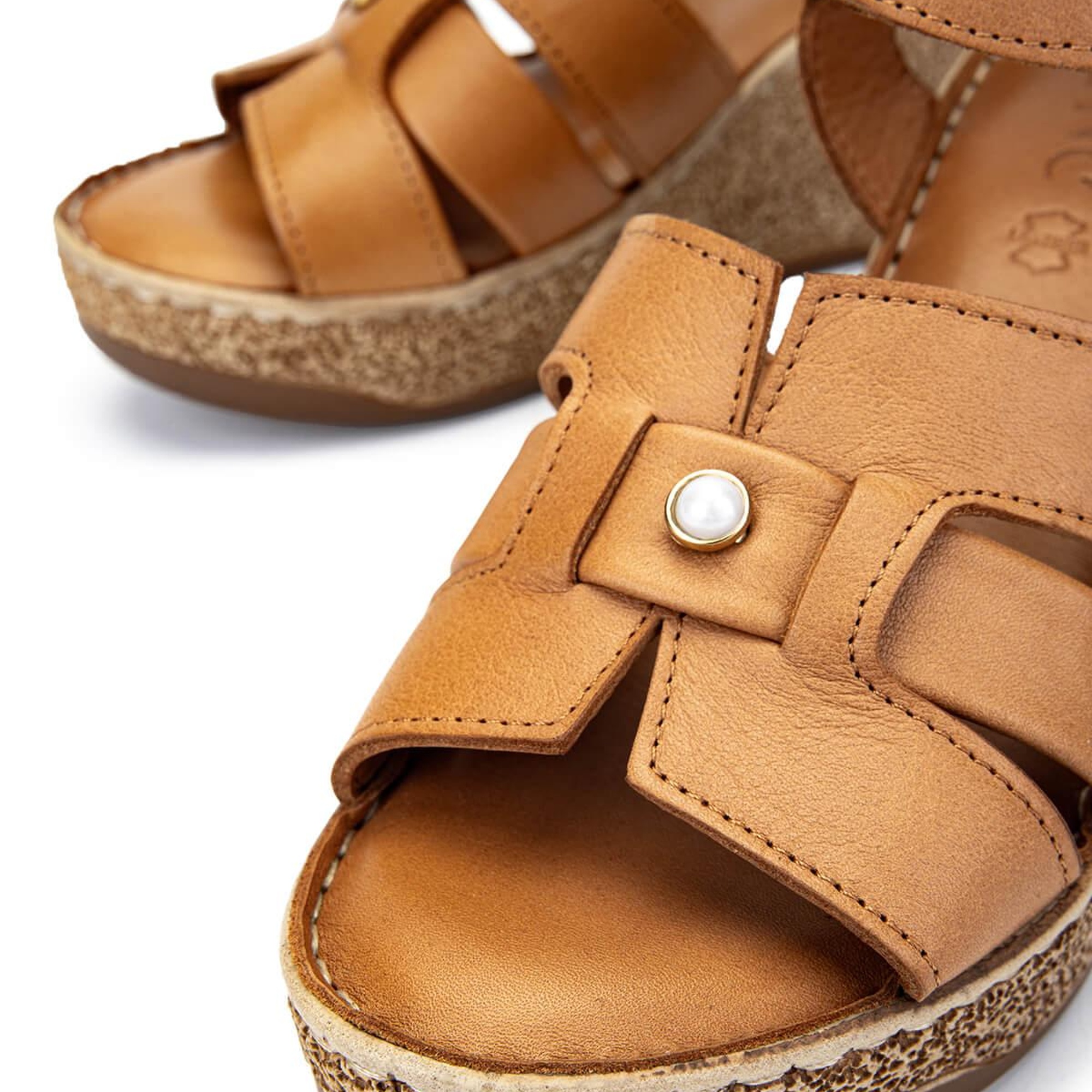 Tamer Tanca Kadın Hakiki Deri Taba Deri Topuklu Sandalet