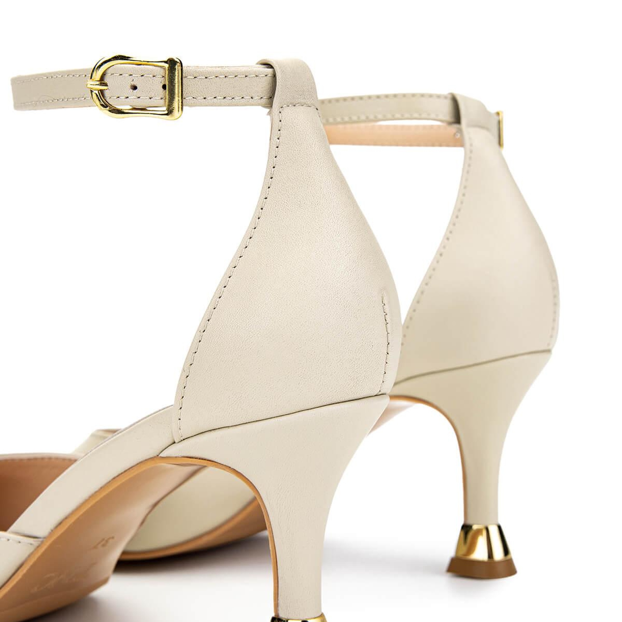 Tamer Tanca Kadın Hakiki Deri Bej Topuklu Ayakkabı