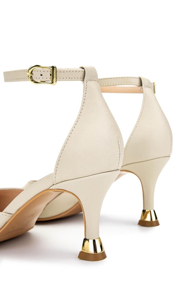  Tamer Tanca Kadın Hakiki Deri Bej Topuklu Ayakkabı