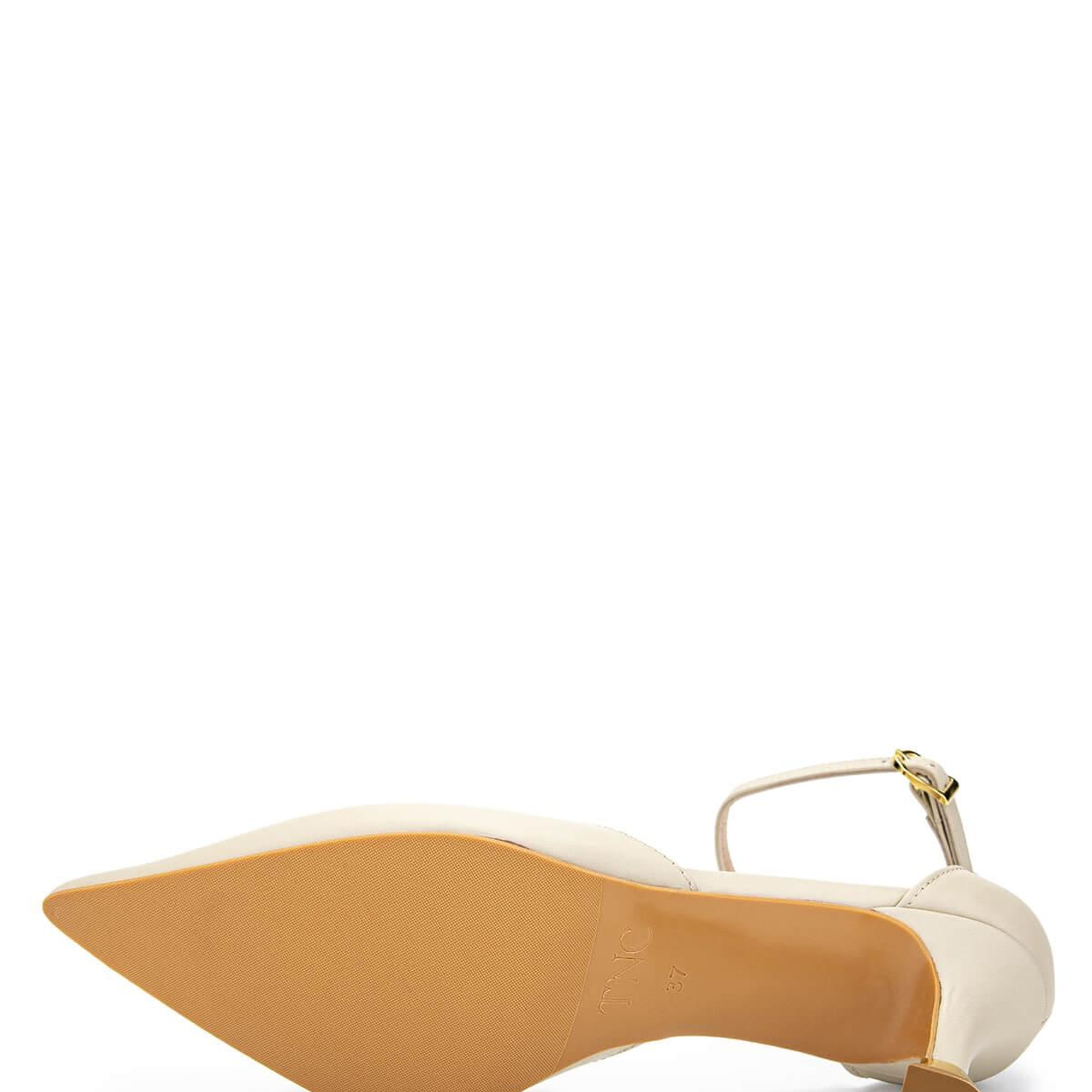 Tamer Tanca Kadın Hakiki Deri Bej Topuklu Ayakkabı