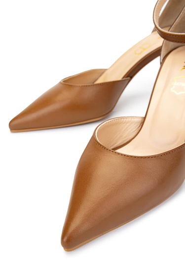  Tamer Tanca Kadın Hakiki Deri Taba Topuklu Ayakkabı