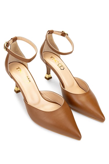  Tamer Tanca Kadın Hakiki Deri Taba Topuklu Ayakkabı